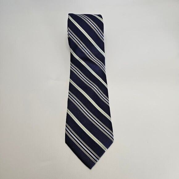 JOSEPH ABBOUD Men's Tie, 100% Silk, Striped Pattern, Navy Blue & White Necktie - Picture 1 of 7